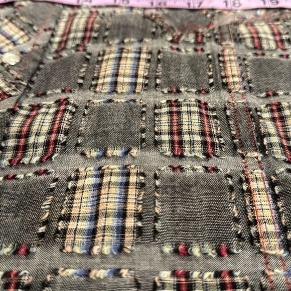 georg roth LA amazing patch work pearl snap button shirt size XXL grey - Picture 8 of 11